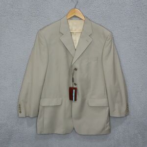 Mario Ferretti Sport Coat 54R Beige Single Breast Collared Wool Blend NEW w FLAW